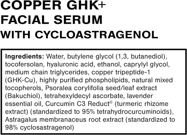 Quicksilver Copper GHK+ Facial Serum with Cycloastragenol