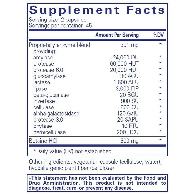 Pure Digestive Enzymes Ultra + Betaine 90