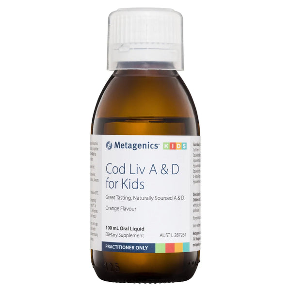 Metagenics Cod Liv A and D for Kids Orange flavour 100 mL oral liquid