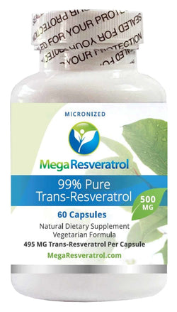 99% Pure Trans-Resveratrol 500mg 60 Capsules